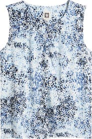 Anne Klein Print Pleat Neck Top