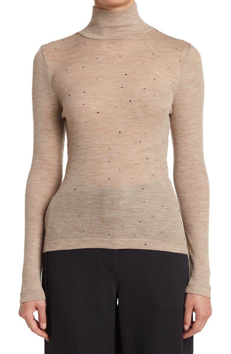 St. John Collection Wool Blend Sequin Turtleneck Top, Main, color,