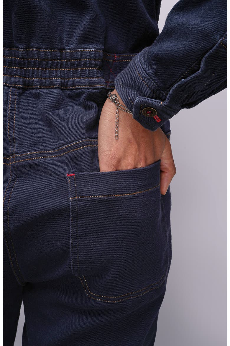 The Essential Denim Long Sleeve High Waisted Coverall, Alternate, color, NAVY