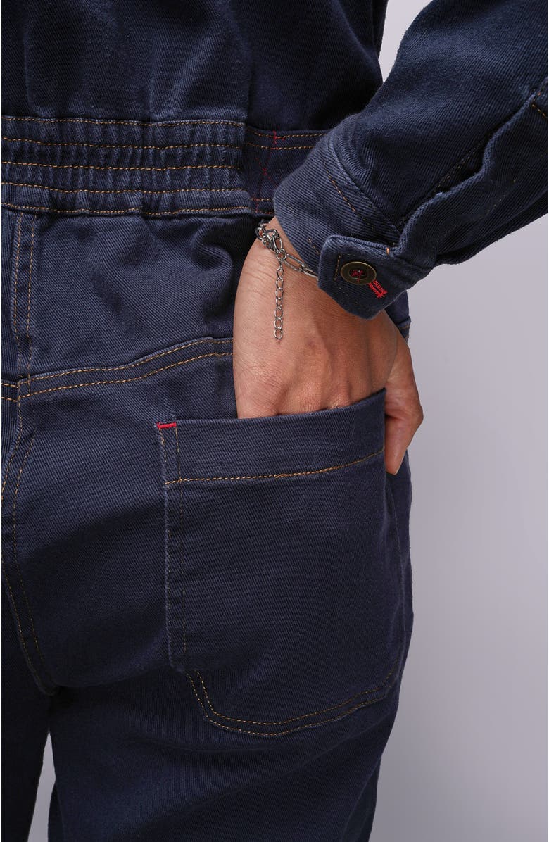 WILDFANG The Essential Denim Long Sleeve High Waisted Coverall, Alternate, color, Navy