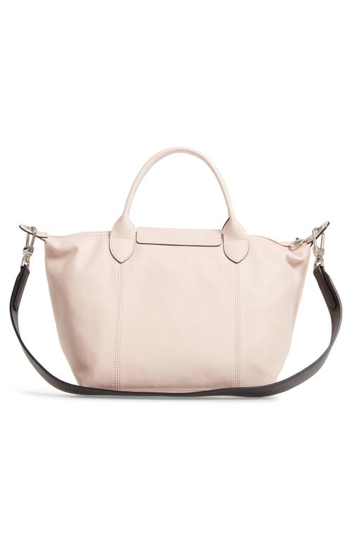 Longchamp Small Le Pliage Logo Leather Tote In Pink