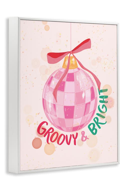Stupell Industries Groovy & Bright Framed Canvas Wall Art In Pink