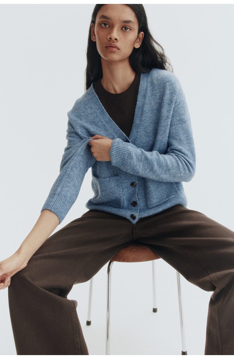 H&M Loose-fit Cardigan, Alternate, color, Blue Melange