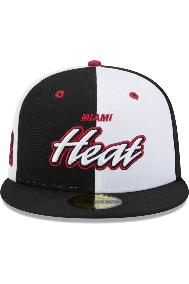 Men's New Era Black/White Miami Heat Griswold 59FIFTY Fitted Hat, Alternate, color, Black