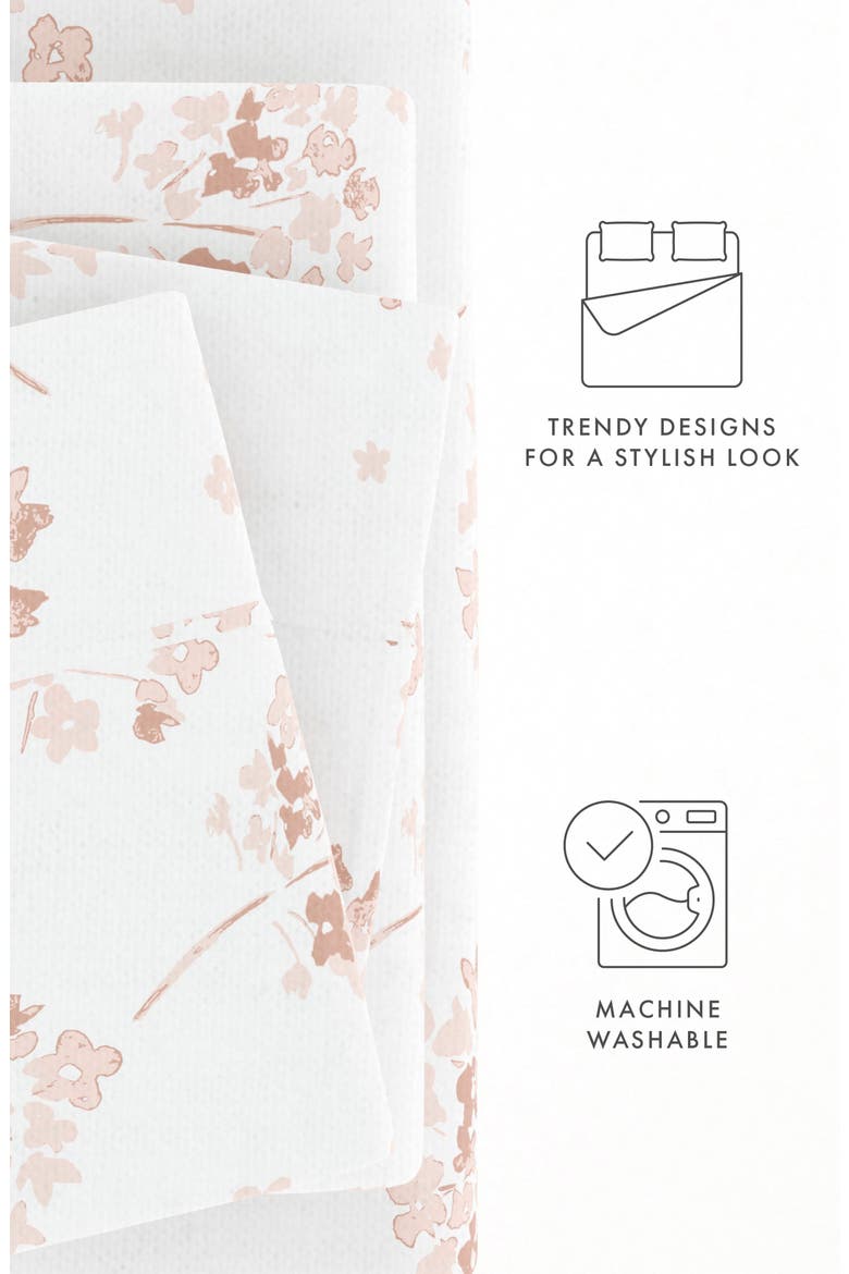 Premium Flower Bunch 4-Piece Flannel Bed Sheet Set, Alternate, color, PINK