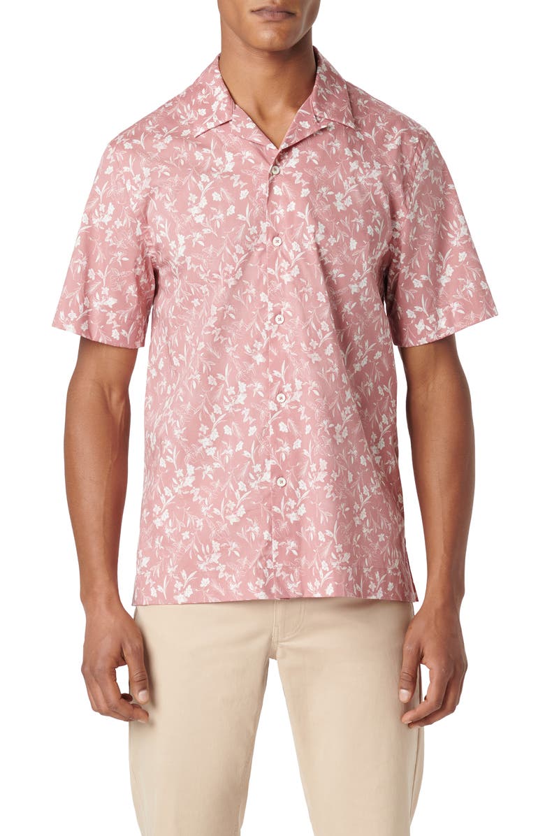 Bugatchi Orson Floral Stretch Cotton Camp Shirt, Main, color, 