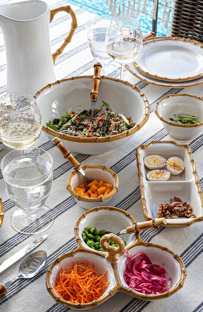 Juliska Bamboo Ceramic Cocktail Triple Server, Alternate, color, 