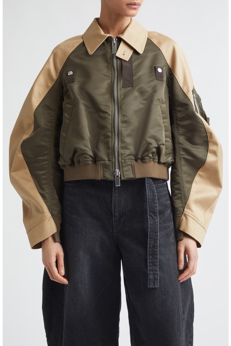 Cotton Chino x Nylon Twill Jacket, Main, color, DARK KHAKI/ BEIGE