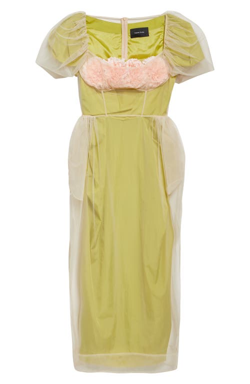 Simone Rocha Carnation Balconette Bust Detail Taffeta & Tulle Dress