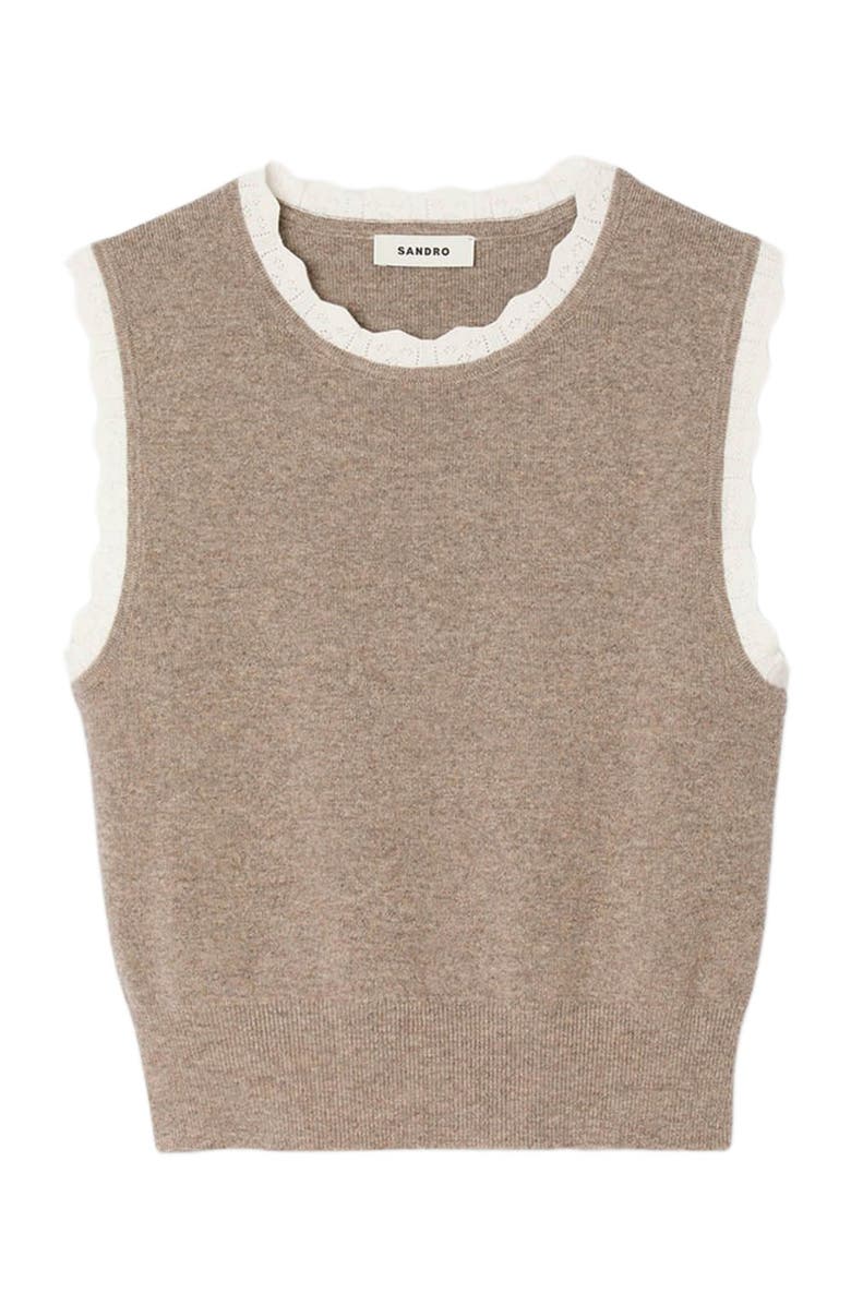 SANDRO High-neck knit sweater, Alternate, color, Caramel