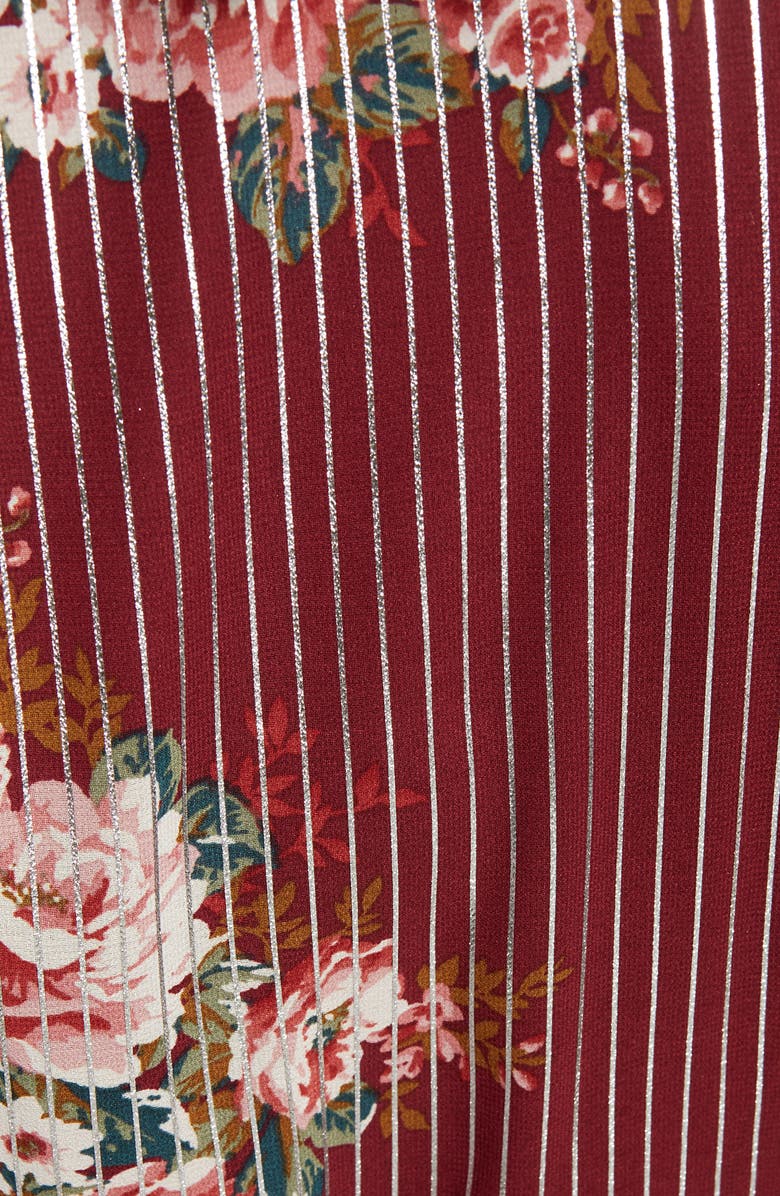 WAYF Montauk Floral Metallic Stripe Tie Waist Blouse, Alternate, color, 