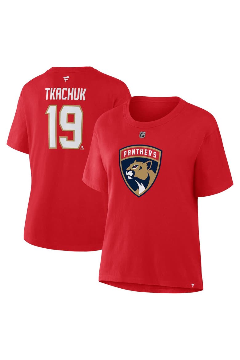 Women's Fanatics Matthew Tkachuk Red Florida Panthers Authentic Stack Name & Number T-Shirt, Alternate, color, Red