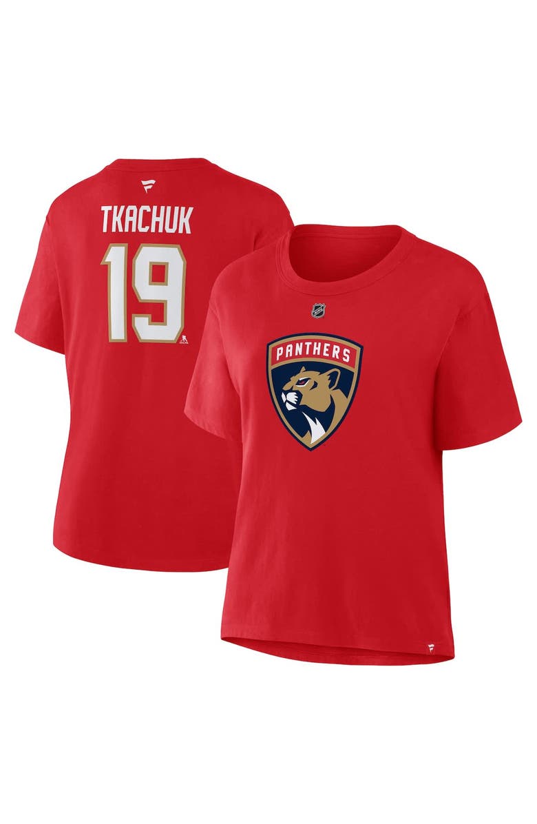 FANATICS Women's Fanatics Matthew Tkachuk Red Florida Panthers Authentic Stack Name & Number T-Shirt, Alternate, color, Red