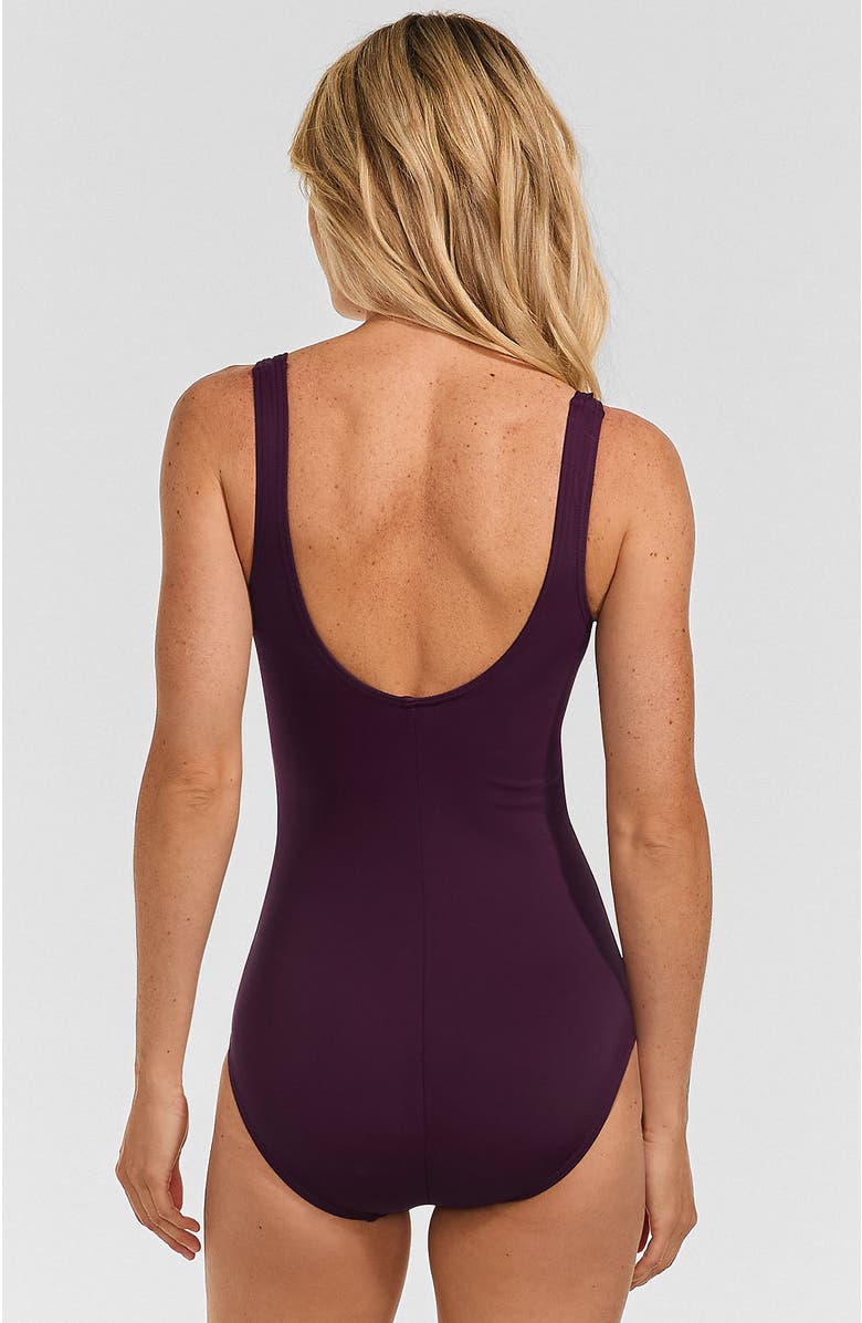 Lands' End DD-Cup Tugless Low Leg One Piece Swimsuit, Alternate, color, Dark Wine