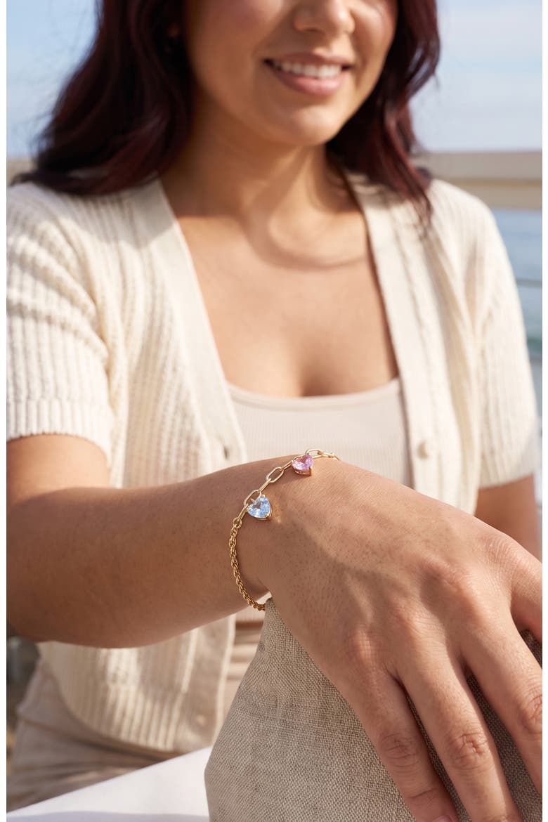 14k Gold Plated Heart Charm Chain Bracelet, Alternate, color, GOLD