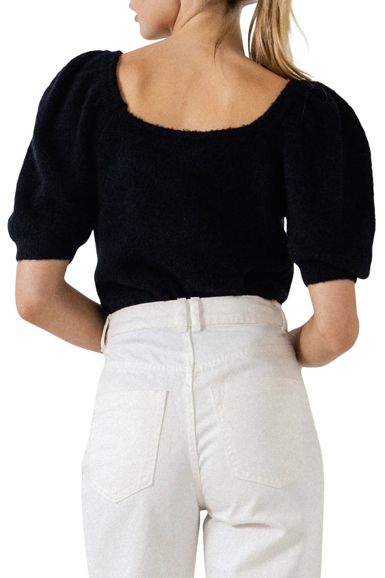 Puff Sleeve Sweater, Alternate, color, BLACK