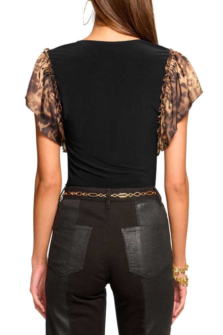 Lysette Mixed Media Top, Alternate, color, LEOPARD