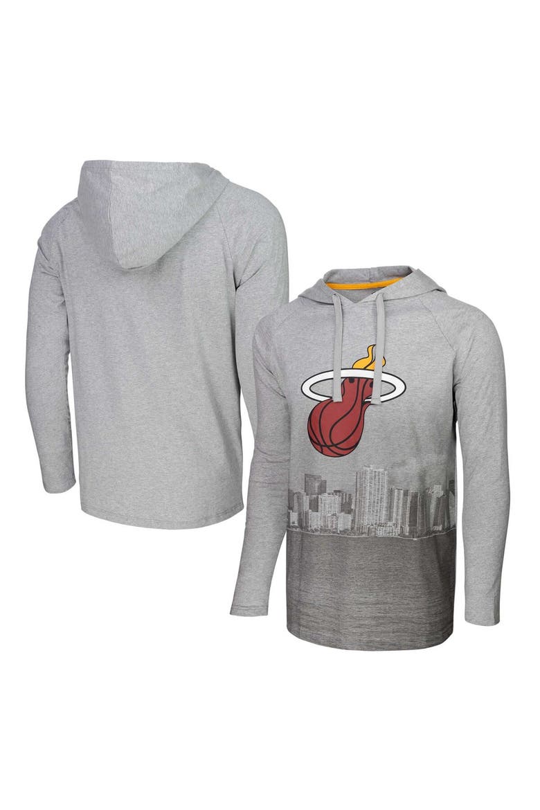 Men's Stadium Essentials Heather Gray Miami Heat Atrium Raglan Long Sleeve Hoodie T-Shirt, Main, color, Heather Gray