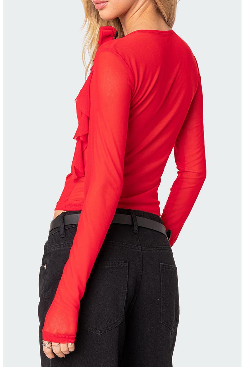 La Rose Sheer Mesh Top, Alternate, color, RED