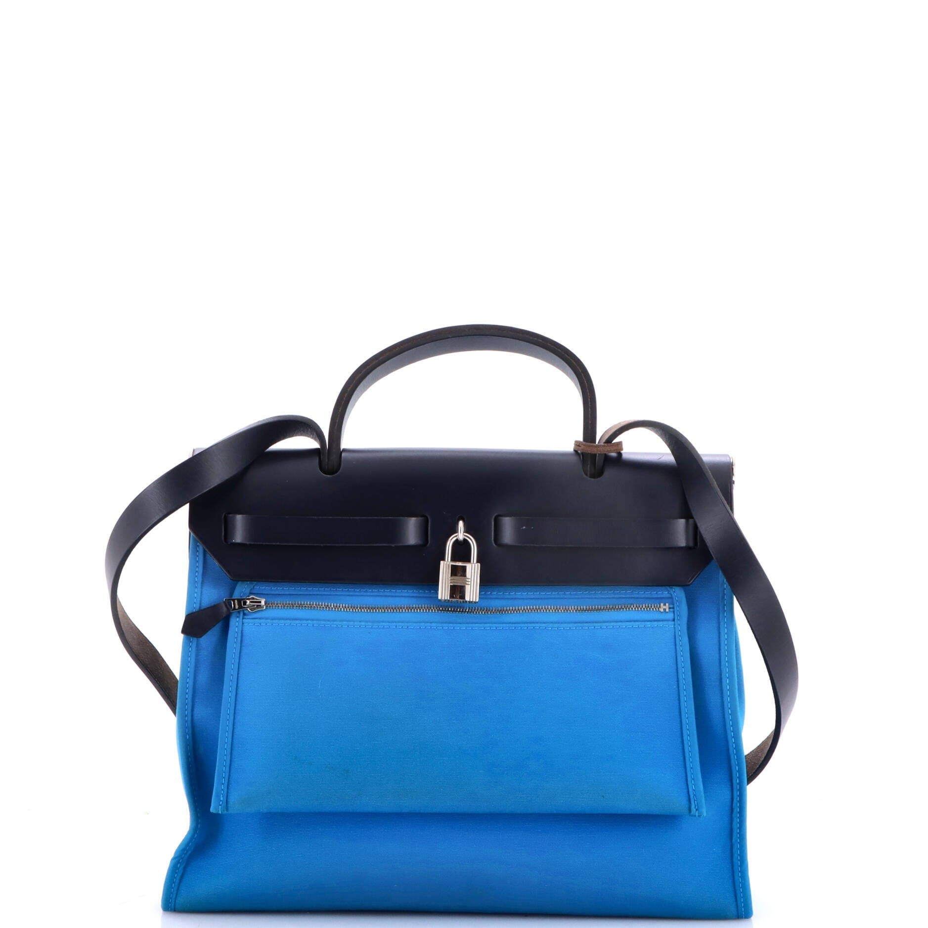 Herbag Zip Leather and Toile 31, Alternate, color, Blue