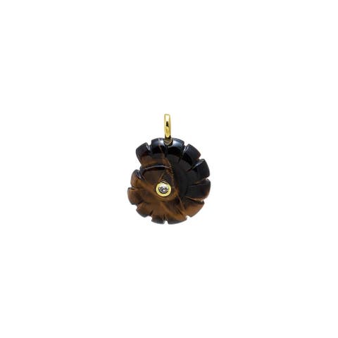 Colored Natural Stone & CZ Bezel Shell Charm