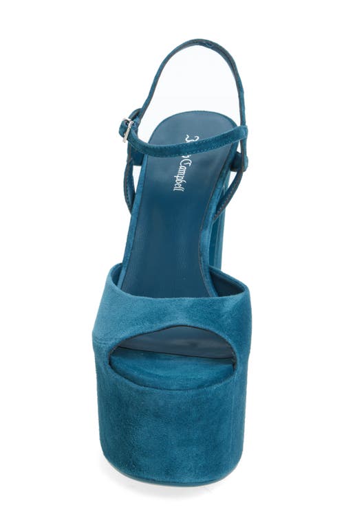 Jeffrey Campbell Ever Last Ankle Strap Platform Sandal In Turquoise Suede