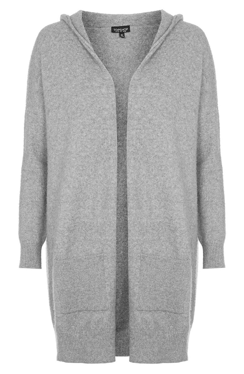 Topshop Open Front Hooded Cardigan, Alternate, color, 