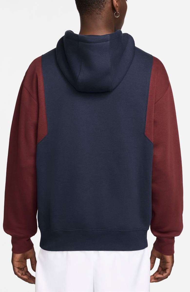 Nike Club Fleece Hoodie Pullover, Alternate, color, Obsidian/ Dark Team Red