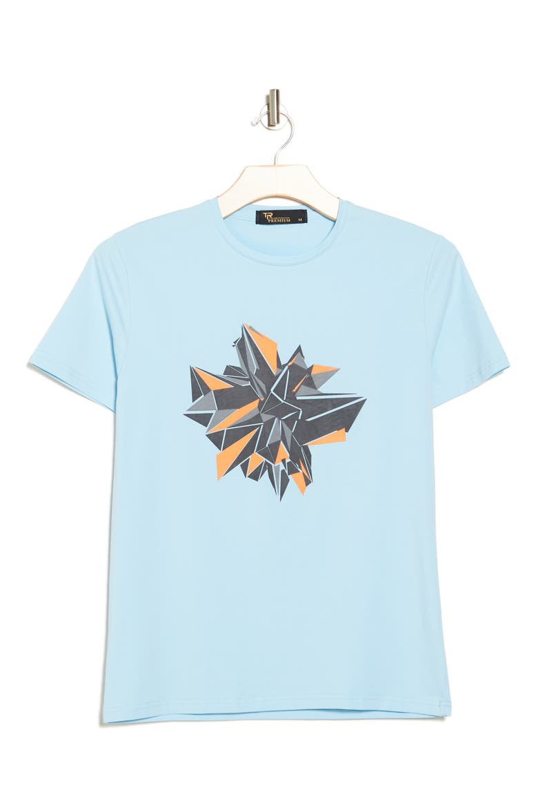 3D Abstract Graphic Print T-Shirt, Alternate, color, LIGHT BLUE