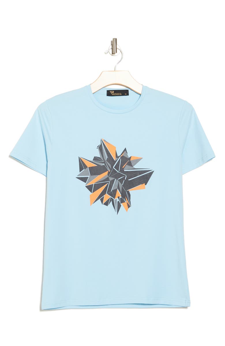 T.R. PREMIUM 3D Abstract Graphic Print T-Shirt, Alternate, color, Light Blue
