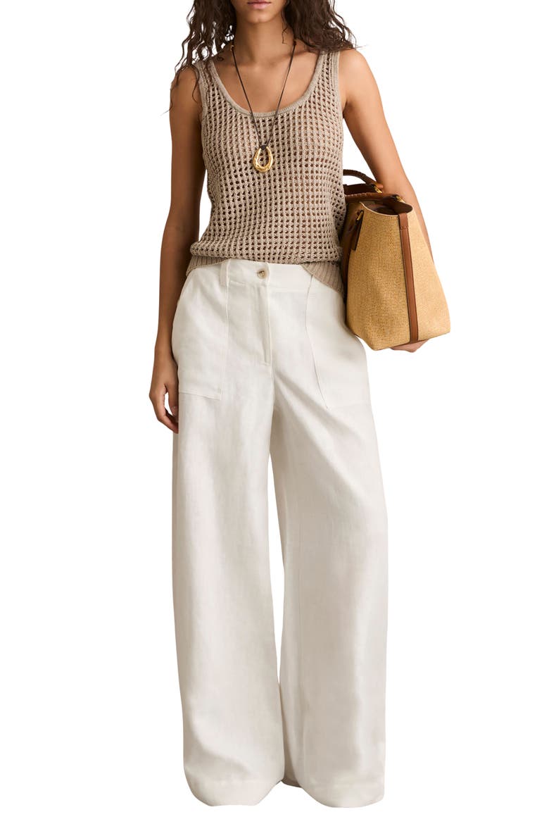 Ashby Wide Leg Linen Pants, Alternate, color, WHITE