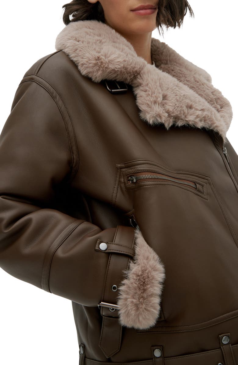 Noize Tezza Faux Fur Lined Faux Leather Jacket, Alternate, color, 