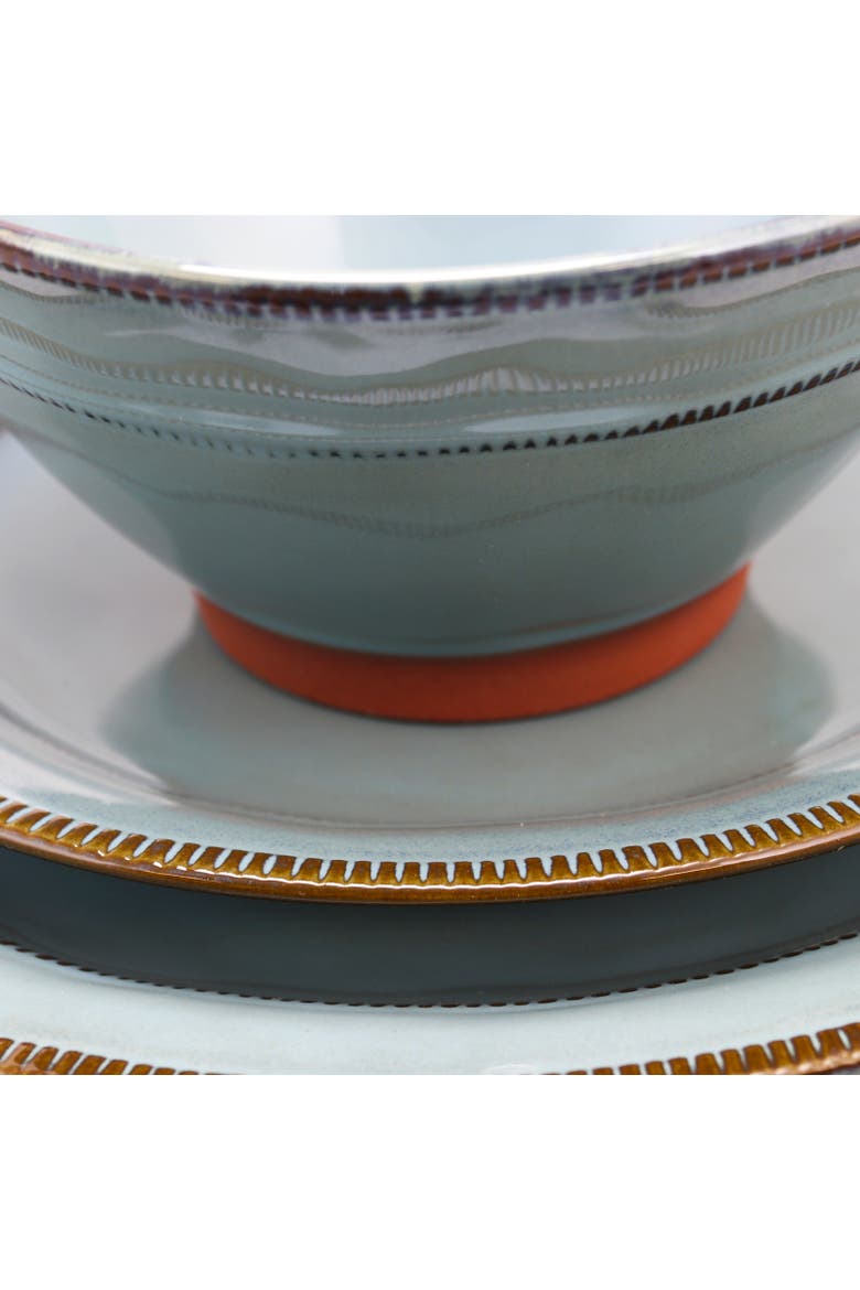 Terranea 12 Piece Round Terracotta Dinnerware Set, Alternate, color, Blue