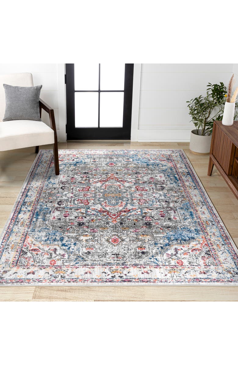 JONATHAN Y Maras Vintage Medallion Area Rug, Alternate, color, Gray/Red/Turquoise