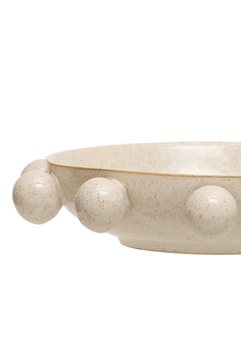 9.75 Inches Stoneware Bowl with Orbs and Reactive Glaze, Cream, Alternate, color, Cream