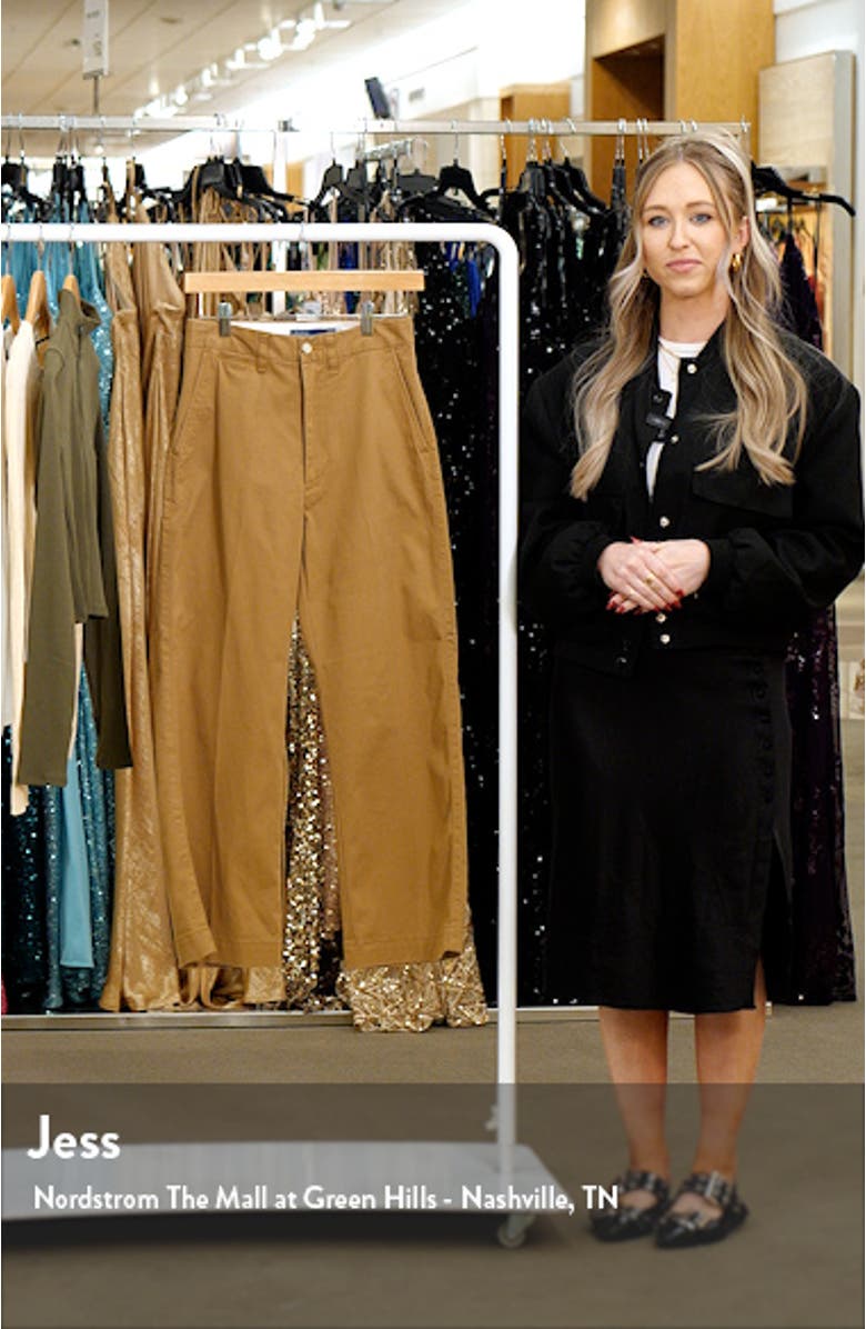 Stretch Cotton Twill Wide Leg Crop Pants, sales video thumbnail