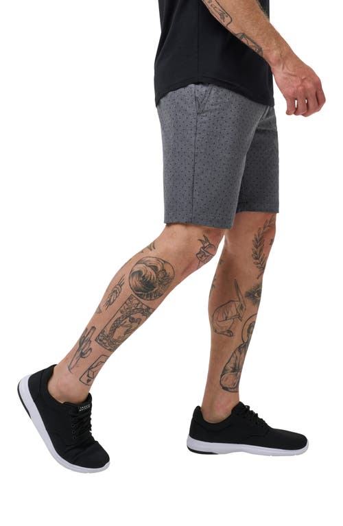 Travismathew Vegas Daze Dot Print Flat Front Stretch Shorts In Heather Dark Grey