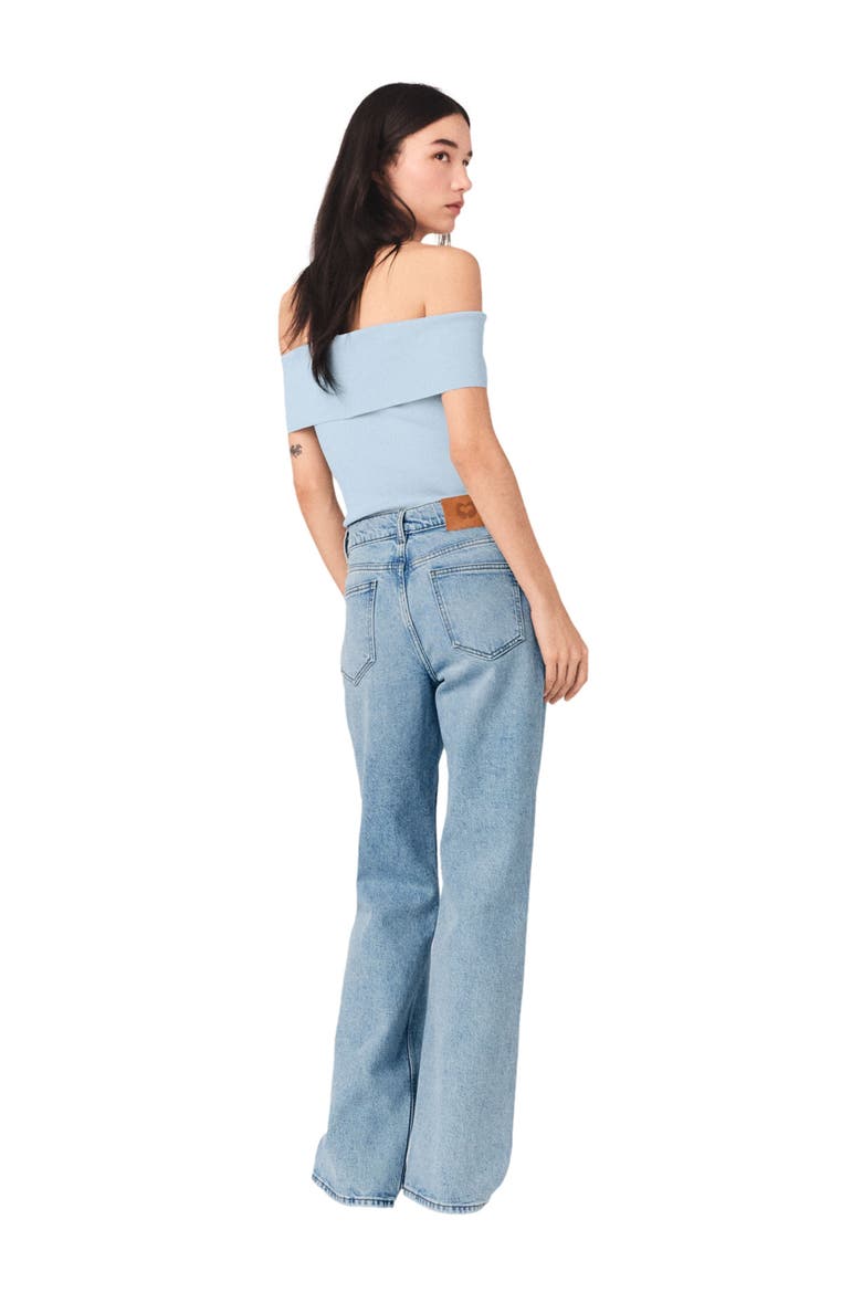 Bardot rib knit top, Alternate, color, Blue sky
