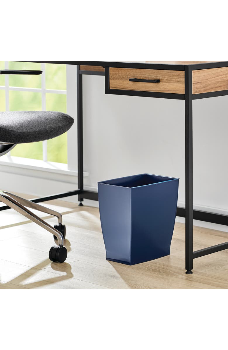 Mono Rectangular Trash Can, 2.5 Gallon / 9.5 Liter, 4-Pack, Navy, Made in USA, Alternate, color, Navy