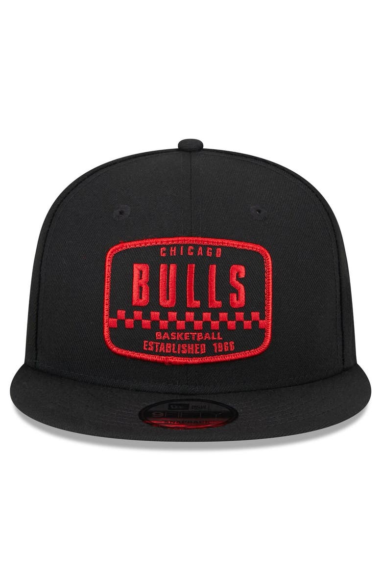 New Era Men's New Era Black Chicago Bulls  Rally Drive Finish Line Patch 9FIFTY Snapback Hat, Alternate, color, 