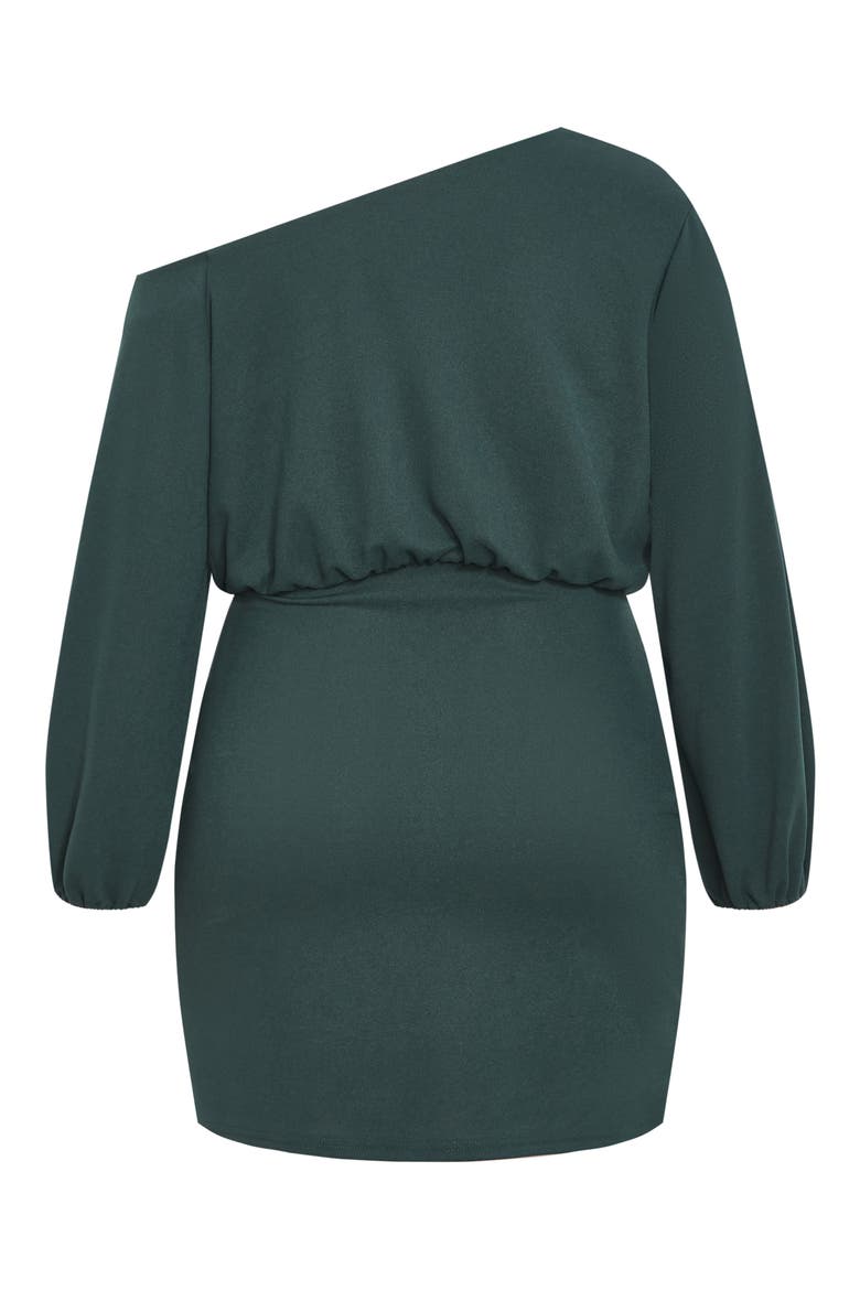 Alysia One-Shoulder Long Sleeve Minidress, Alternate, color, FOREST