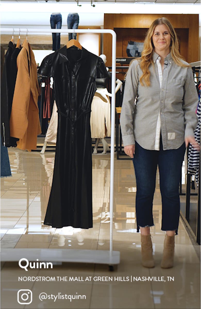 Miranda Cap Sleeve Faux Leather Shirtdress, sales video thumbnail