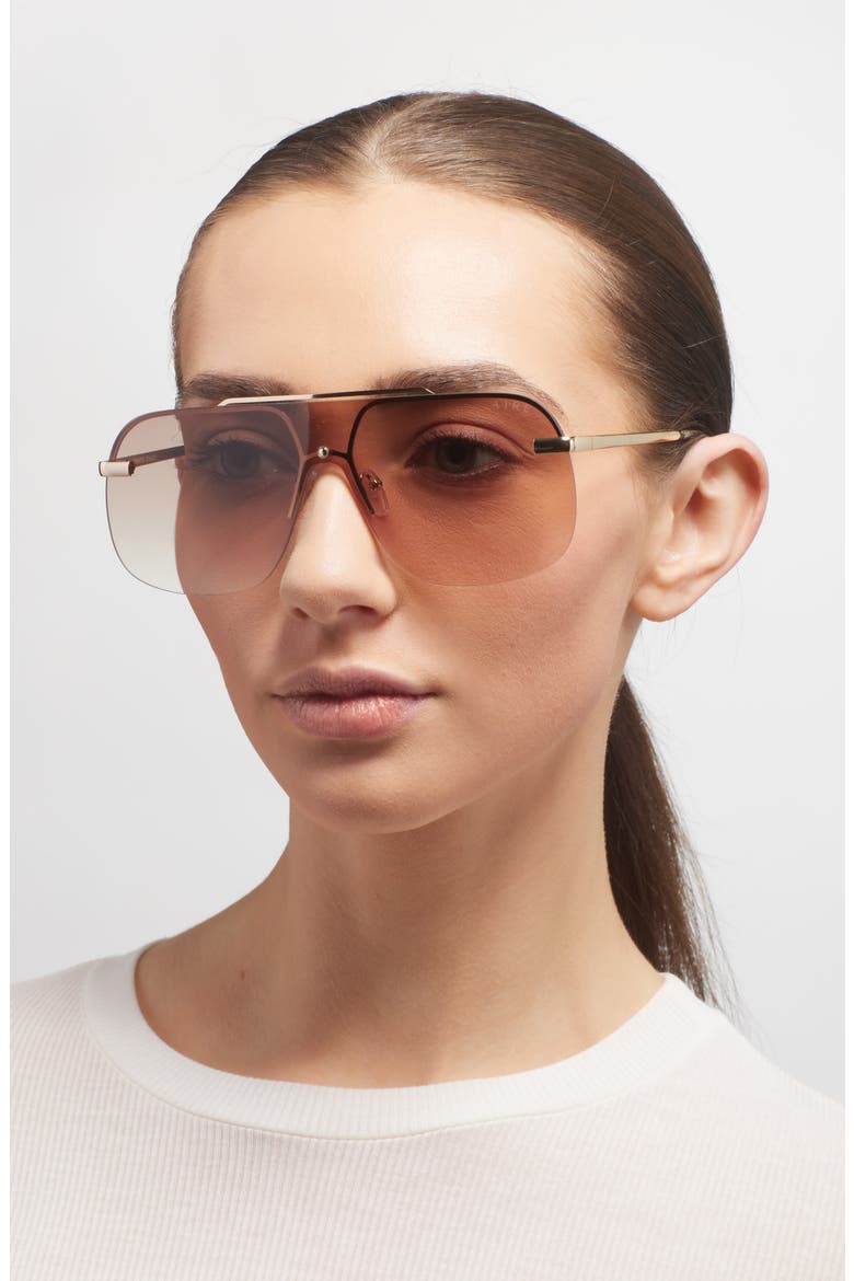 Venatici 137mm Aviator Sunglasses, Alternate, color, BRIGHT GOLD / LIGHT BROWN GRAD