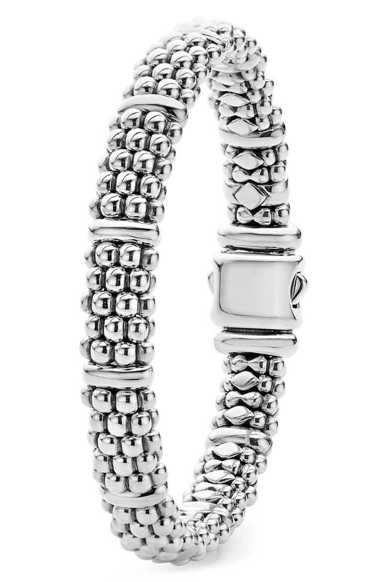 Oval Rope Caviar Bracelet, Alternate, color, SILVER