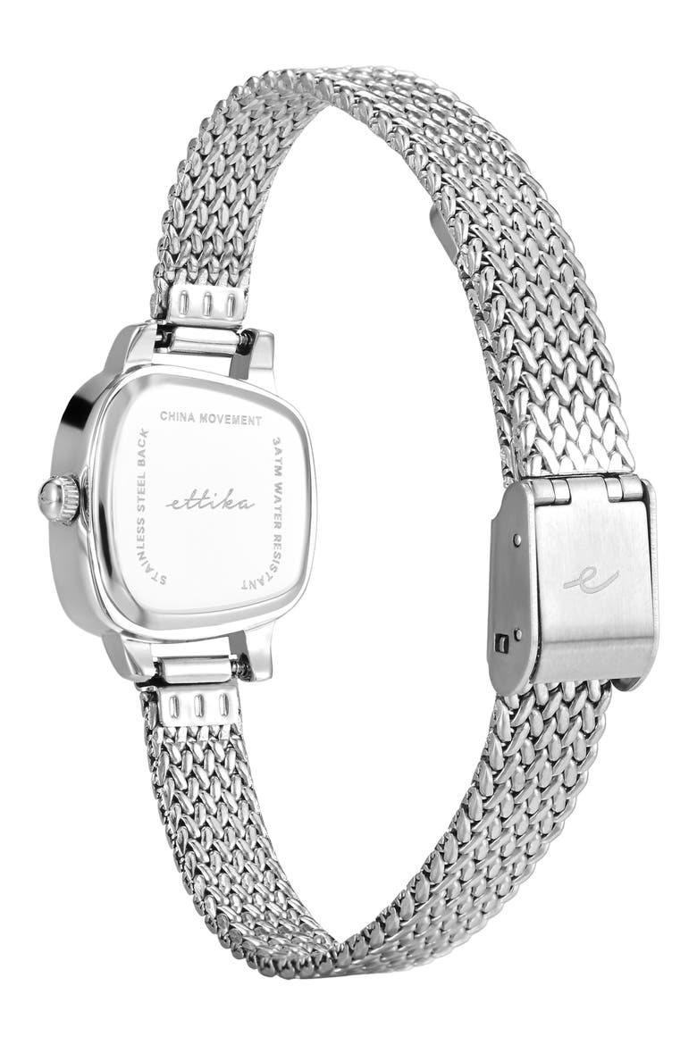 Wavy Case Mesh Strap Watch, Alternate, color, SILVER