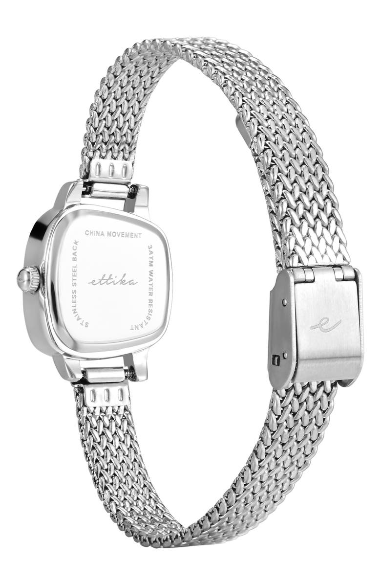 Ettika Wavy Case Mesh Strap Watch, Alternate, color, Silver