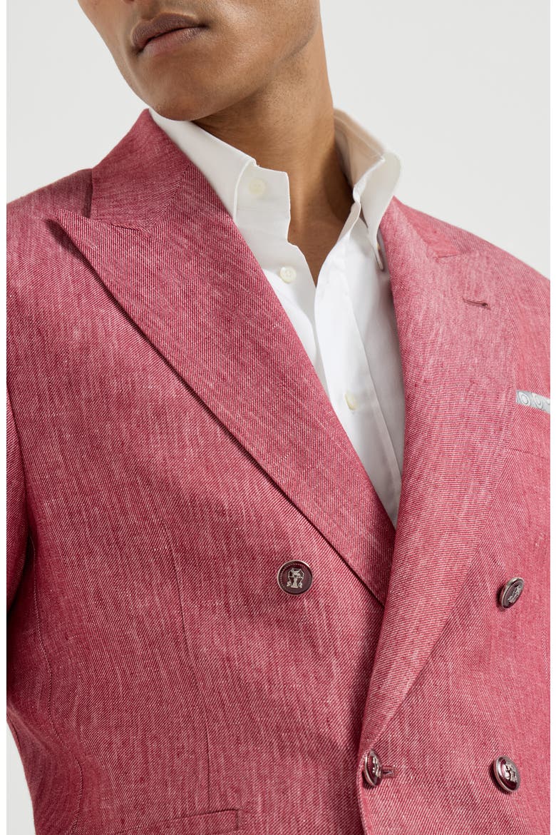 Linen denim jacket, Alternate, color, Strawberry