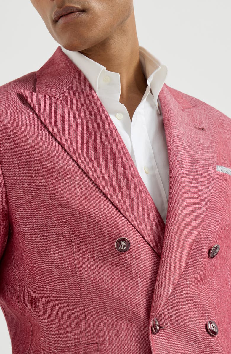 Brunello Cucinelli Linen denim jacket, Alternate, color, Strawberry