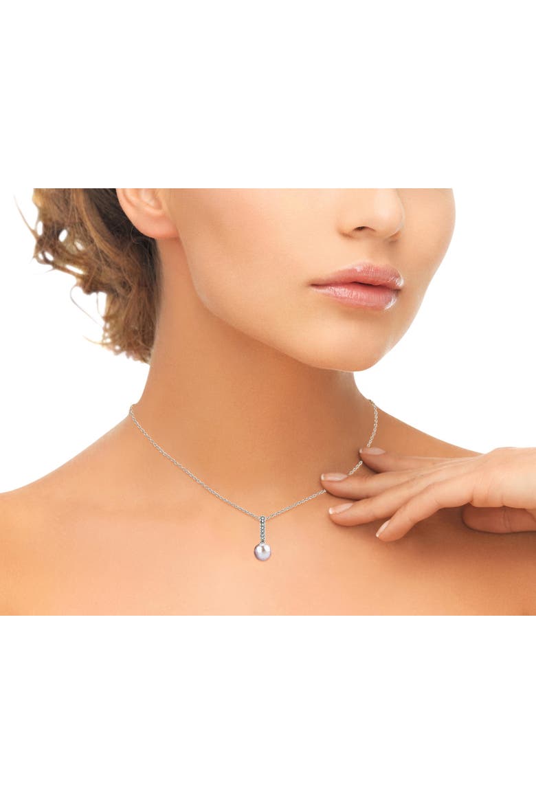 Pink Freshwater Pearl Dangling Diamond Pendant, Alternate, color, White Gold