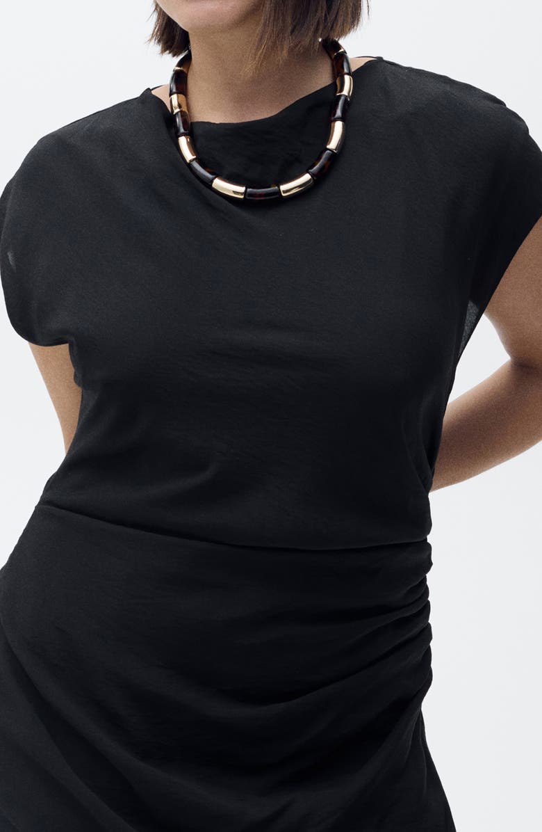 MANGO Draped Dress, Alternate, color, Black